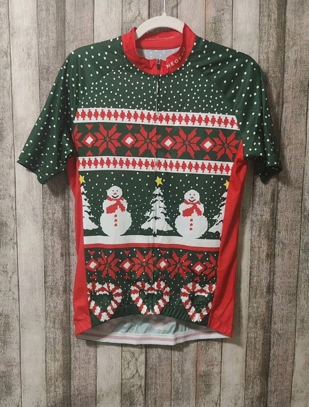 Neopro Ugly Christmas Cycling Jersey Men's Full Zipper Size Medium
